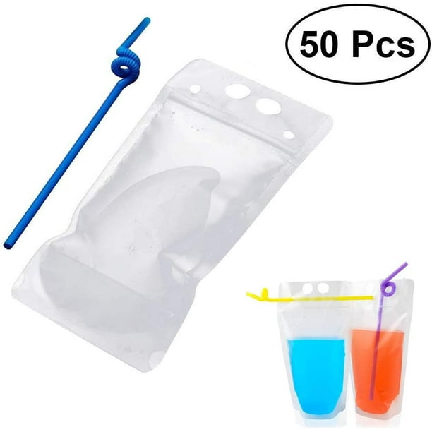 50 Pack Disposable Hot Cold Drink Container Set With Reclosable Zip Non Toxic
